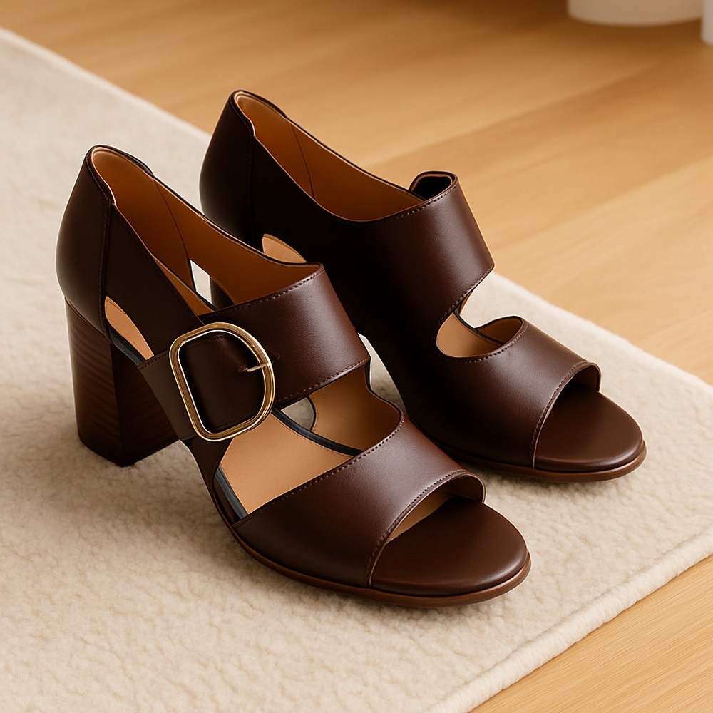 Franco Sarto Brown Leather Women's Sandals